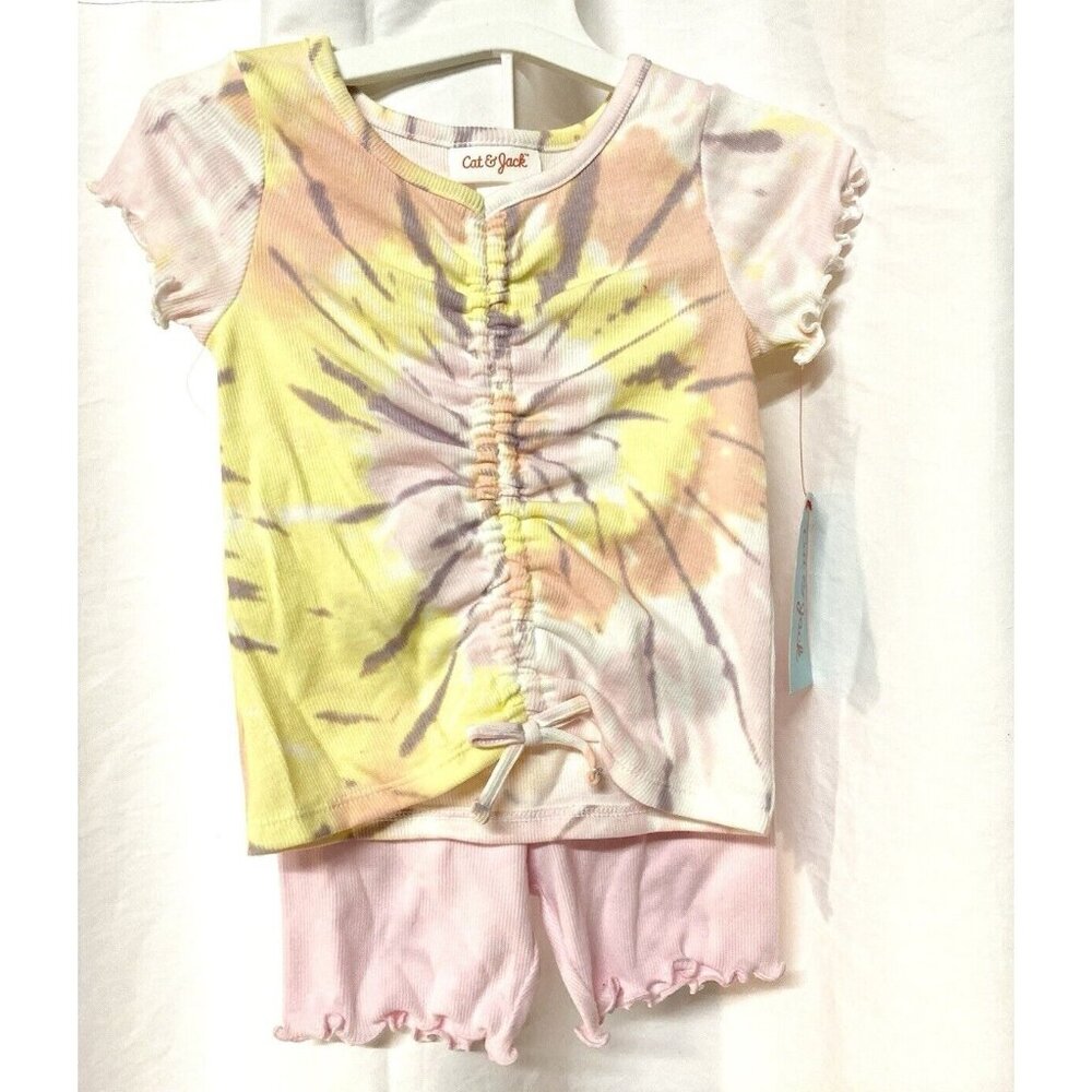 Cat & Jack Girls 2T Tie Dye Top Biker Shorts Set Summer Outfit NWT